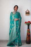 Mesmerizing Rama Ready-to-Wear Kanjivaram Saree - Tradition Meets Modern Convenience