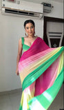 Multi-Color Georgette Saree – Ready-to-Wear Style for Weddings, Parties, and More.