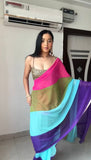 Vibrant Multi-Color Ready-to-Wear Georgette Saree – Perfect Blend of Style and Comfort.