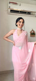 Fashion-Forward Pink Color Ready-to-Wear Saree in Soft Georgette Fabric