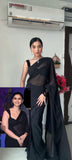 Lightweight Ready-to-Wear Plain Black Georgette Saree