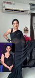 Lightweight Ready-to-Wear Plain Black Georgette Saree