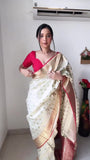 Effortless Elegance: Beige Georgette One-Minute Wear Saree for Instant Glam.
