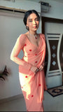 Peach Georgette One-Minute Saree: Perfect Blend of Style and Simplicity