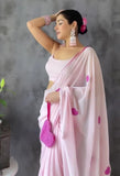 Quick Style Upgrade: Pink-Color One-Minute Wear Georgette Saree for Modern Women