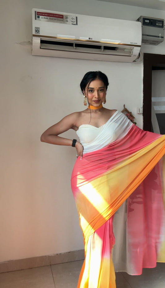 Quick & Stunning Multi One-Minute Wear Multi Color Saree for Effortless Elegance