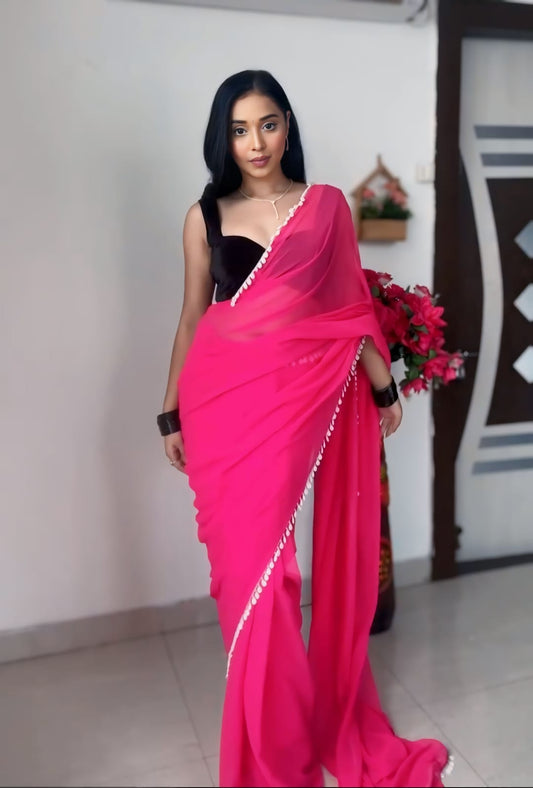 One Minute Wear Multi Color Georgette Saree: A Blend of Elegance and Simplicity for All Events