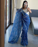 One Minute Wear Blue Georgette Saree: A Blend of Elegance and Simplicity for All Events
