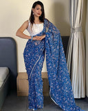 One Minute Wear Blue Georgette Saree: A Blend of Elegance and Simplicity for All Events