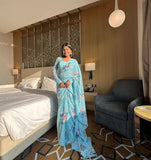 One Minute Wear sky blue-Color Georgette Saree for Effortless Elegance and Style