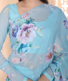 One Minute Wear sky blue-Color Georgette Saree for Effortless Elegance and Style