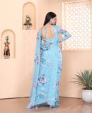 One Minute Wear sky blue-Color Georgette Saree for Effortless Elegance and Style