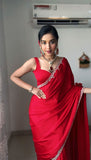 Glamorous Red Color Rangoli Silk Saree Combo with Designer Stitched Blouse – Elevate Your Look!