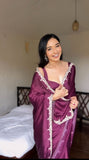 Glamorous Wine Color Rangoli Silk Saree Combo with Designer Stitched Blouse – Elevate Your Look!