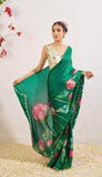 Graceful Satin Pre-Draped Saree Set Featuring a Stylish Blouse