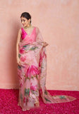 Refreshing 1-Minute Ready To Wear Baby Pink Organza Silk Saree