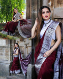 Stunning Maroon Color Kanjivaram Saree with Soft Silk Finish and Elegant Border