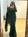 Adorable Green georgette  With Verdant Blouse Piece