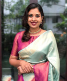 Traditional Meets Contemporary With Stunning Green and Pink Saree