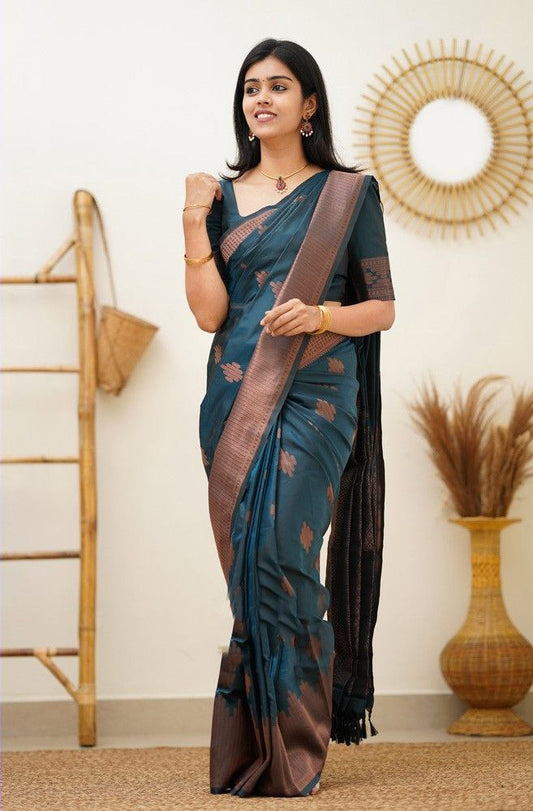 Timeless Mor Pich Color Soft Kanjivaram Saree with Gorgeous Matching Border for Every Occasion