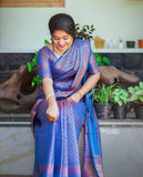 Classic Blue Kanjivaram Saree in Soft Silk with Matching Border Detail