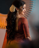 Maroon Soft Silk Kanjivaram Saree with Matching Border for Festive Look